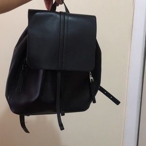 Zara black leather bookbag